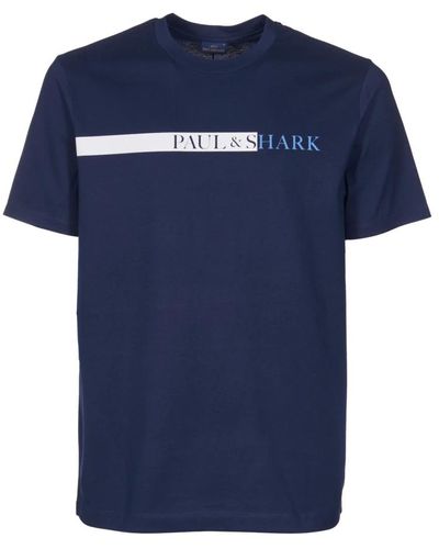 Paul & Shark Logo print baumwoll t-shirt regular fit - Blau