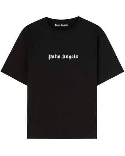 Palm Angels Logo-Print Rundhals T-Shirt Upgrade - Schwarz
