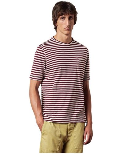Massimo Alba T-shirt aus baumwoll-leinen-jersey mit brusttasche - Rot
