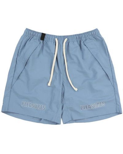 Pleasures Shorts in rayon dal taglio rilato - Blu