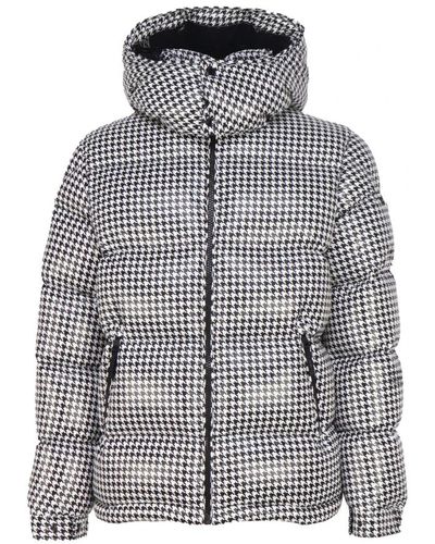 Moncler Graue houndstooth daunenjacke