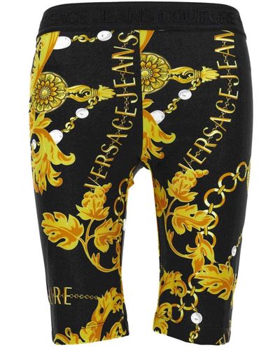 Versace Baroque couture pantalones cortos de ciclismo - Amarillo