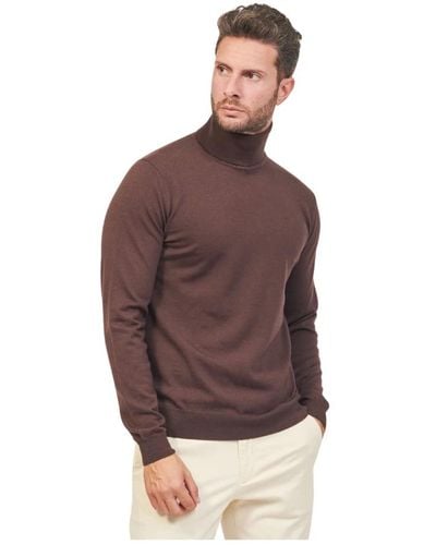 BOSS Pullover mit hohem kragen und gesticktem logo - Braun