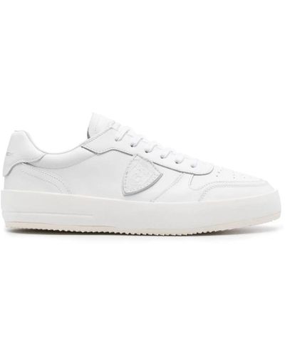 Philippe Model Sneakers bianche in pelle con logo argento - Bianco