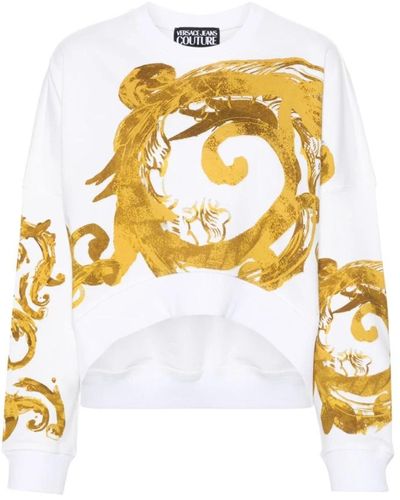 Versace Jeans Couture Weiße sweaters mit watercolor baroque design - Mettallic