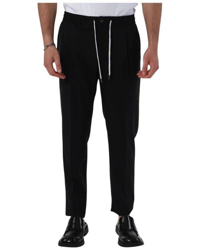 PT Torino Pantaloni slim fit in lana con zip - Nero
