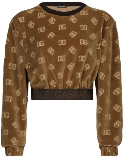Dolce & Gabbana Short Chenille Sweatshirt - Brown