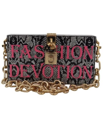 Dolce & Gabbana Graue harz box clutch mit gold details - Rot