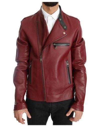 Dolce & Gabbana Red leather deerskin jacket - Rosso