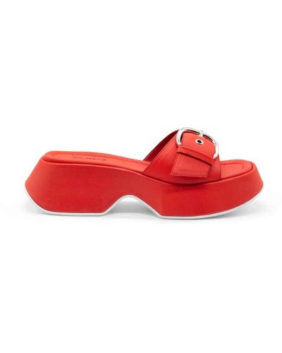 Vic Matié Mini-yoko-slipper aus korallfarbenem kalbsleder - Rot