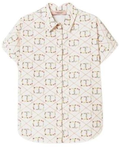Twin Set Camisa de manga corta con estampado oval t - Blanco
