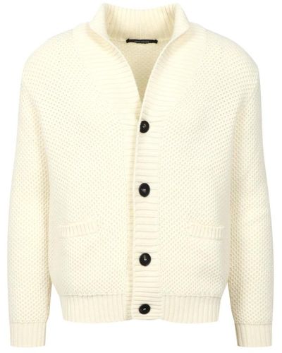 Tagliatore Maglione in lana crema con chiusura a bottoni - Bianco