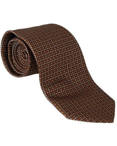 Dolce & Gabbana Elegant Patterned Silk Tie - Brown