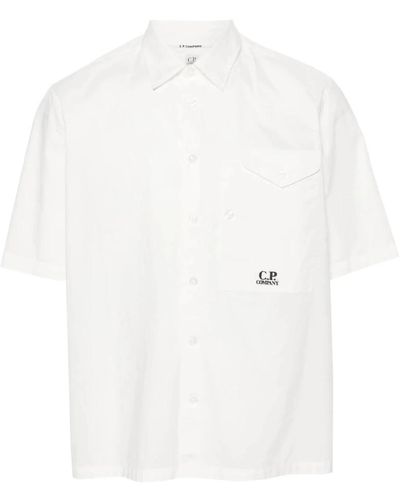 C.P. Company Weiße baumwoll-popeline-hemd