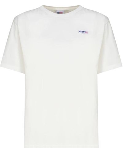 Autry Weißes baumwoll-logo t-shirt