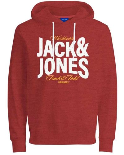 Jack & Jones Bequemer hoodie mit verstellbarer kapuze - Rot