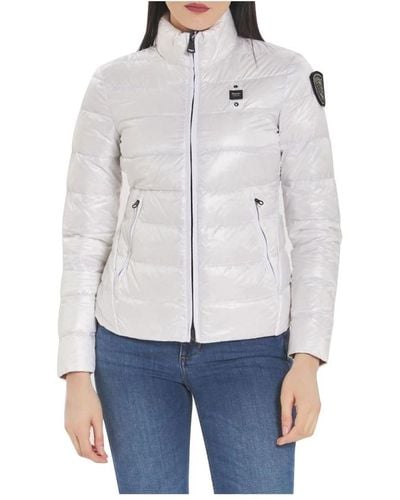 Blauer Chaqueta acolchada blanca mujer sintética - Blanco