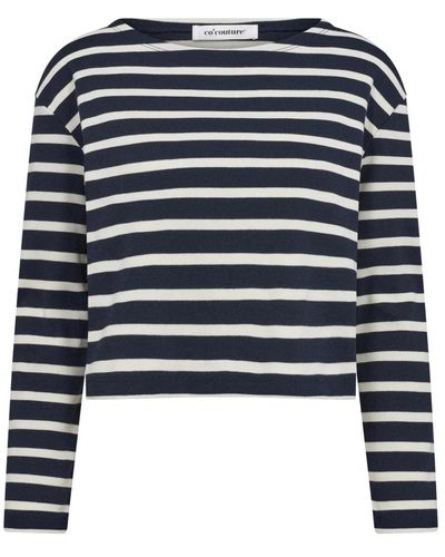 co'couture Klassisches gestreiftes crop sweatshirt - Blau