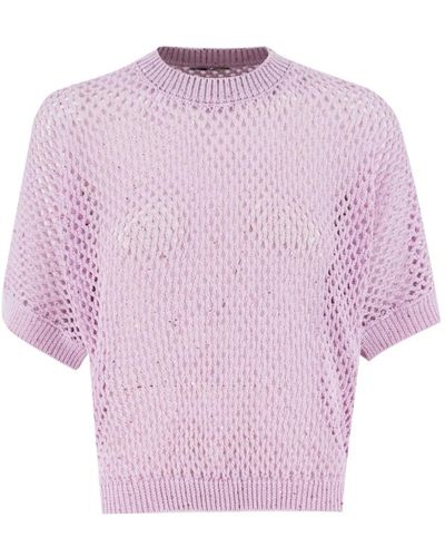 Peserico Round-Neck Knitwear - Purple