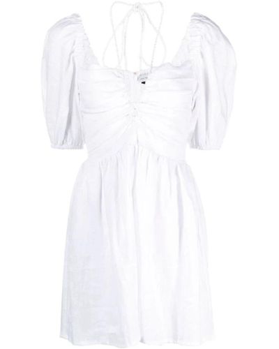 Faithfull The Brand Vestido de lino blanco con escote corazón