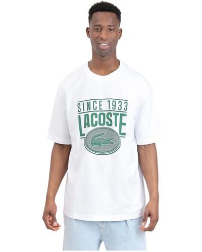 Lacoste T-shirt bianca con stampa verde - Bianco