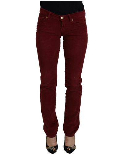 Dolce & Gabbana Maroon corduroy slim fit casual pantaloni - Rosso