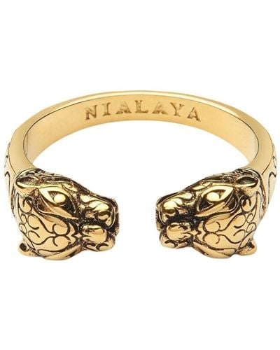 Nialaya Men's Gold Panther Ring - Gelb