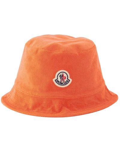 Moncler Logo baumwoll beanie mütze - Orange