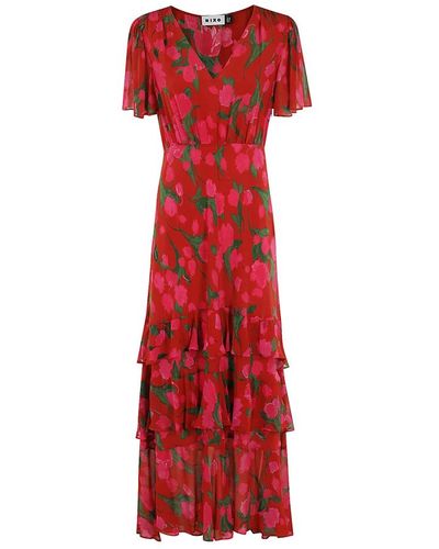 RIXO London Elegante abito floreale per donne - Rosso