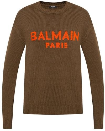 Balmain Round-Neck Knitwear - Brown