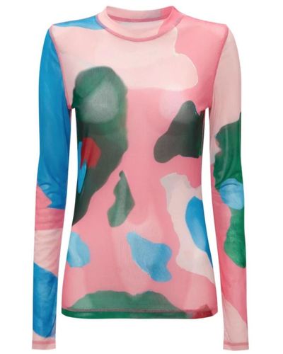 JW Anderson Mesh Abstract Print Top - Pink