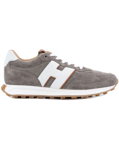 Hogan Wildleder-sneaker mit logo-patch - Grau