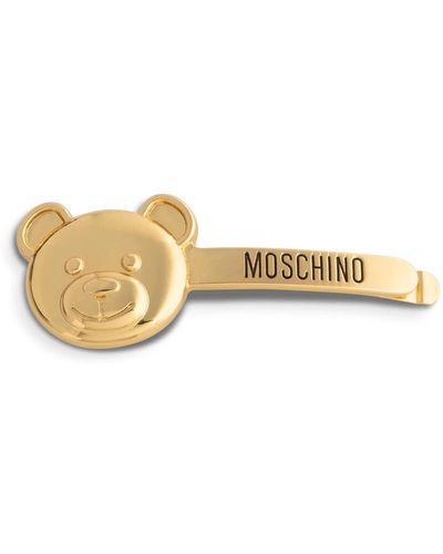 Moschino Einfache logo haarspange mit haken-und-ösen-verschluss - Mettallic