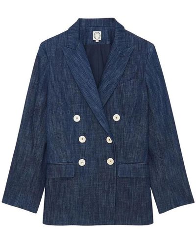 Ines De La Fressange Paris Elegante chaqueta vaquera de doble botonadura - Azul