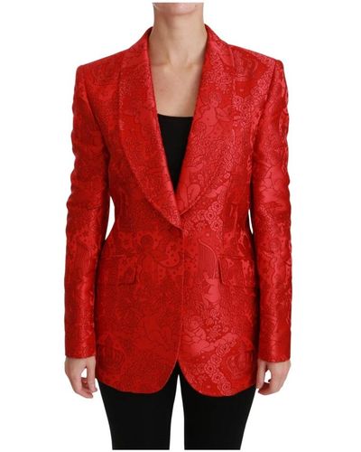 Dolce & Gabbana Blazer cappotto giacca rosso floral angel