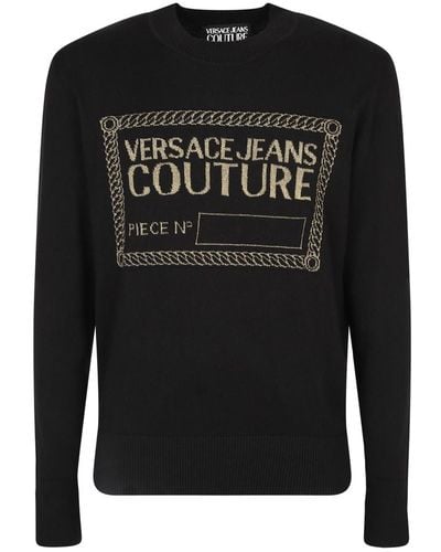 Versace Jersey con cuello redondo y logo - Negro