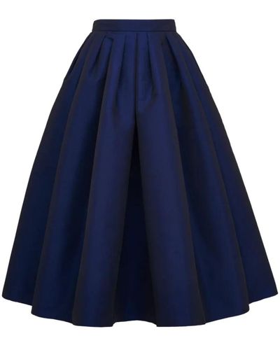 Alexander McQueen Falda midi azul de cintura alta