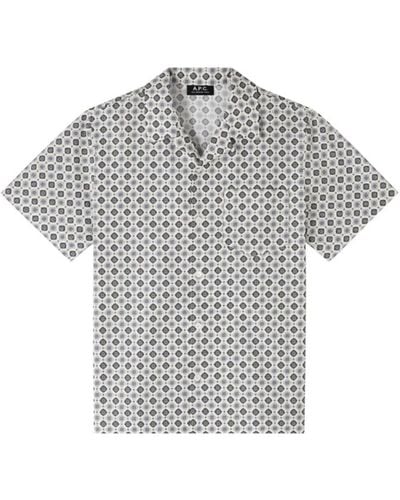 A.P.C. Short Sleeve Shirts - Gray