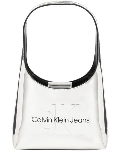 Calvin Klein Borsa a tracolla semplice con logo - Grigio
