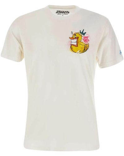 Mc2 Saint Barth Weiße baumwoll-t-shirt mit entenlogo
