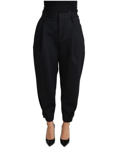 Dolce & Gabbana Robe courte noire Pantalon en polyester taille haute