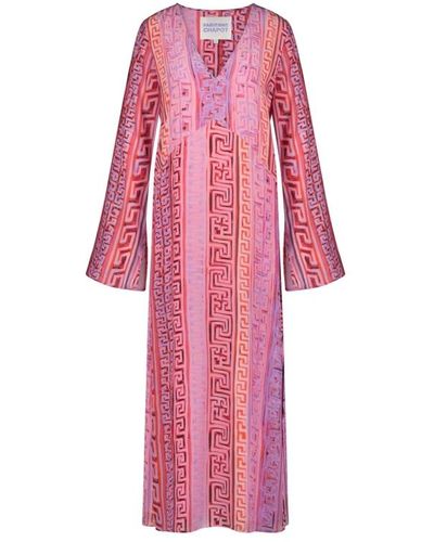 FABIENNE CHAPOT Neo classic midi kleid mit v-ausschnitt - Pink