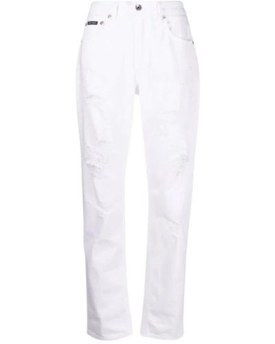 Dolce & Gabbana Jeans boyfriend sdruciti - Bianco