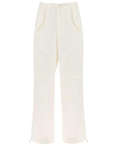 Dion Lee Parachute-stil baumwollhose mit kordelzug in der taille - Weiß