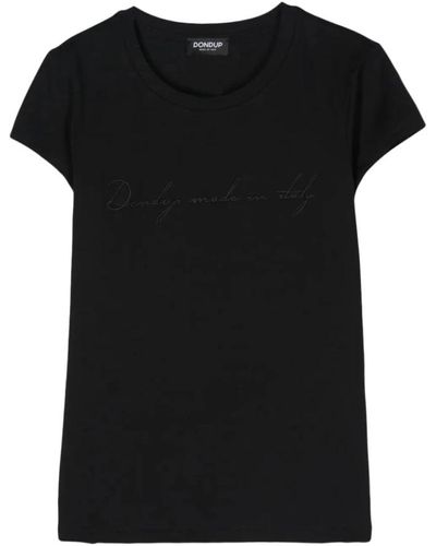 Dondup Stylisches schwarzes t-shirt,einfaches weißes t-shirt