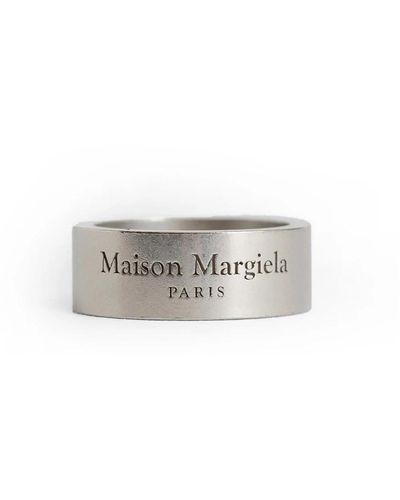Maison Margiela Logo gravierter palladiumring - Weiß