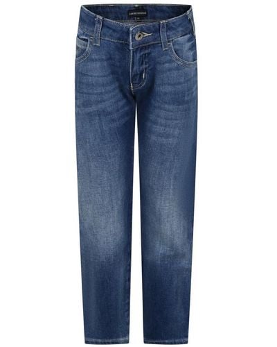 Armani Blaue denim jeans mit logo-applikation