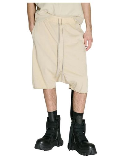 Rick Owens Baumwollfleece kordelzug bermuda shorts - Natur