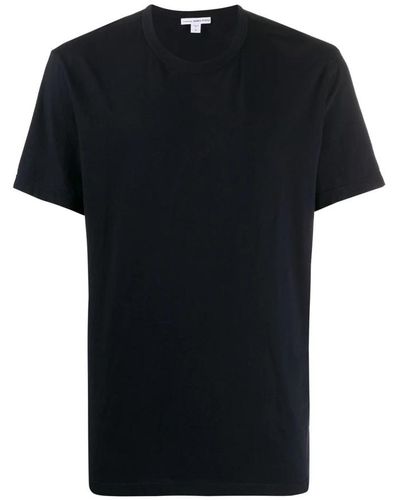 James Perse T-shirt in jersey di cotone blu notte con etichetta monogramma