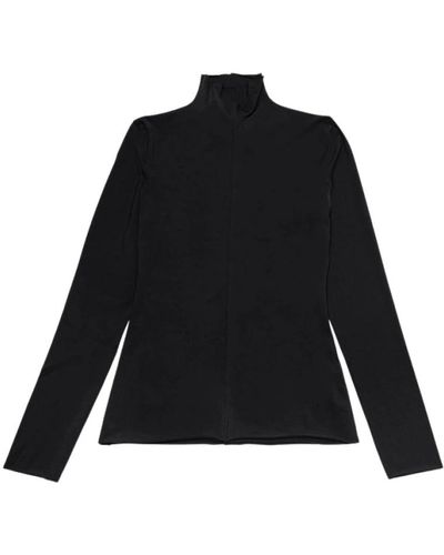 Tory Burch Jersey Top With Long Sleeves And Stand-up Collar - Schwarz